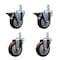 Service Caster 4'' Maroon Polyurethane Wheel Swivel 7/8'' Square Stem Caster Set 2 Brakes, 4PK SCC-SQ20S414-PPUB-MRN-PLB-78-2-S-2 - alternate 1